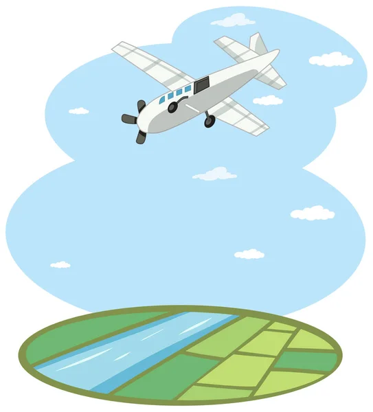 Flygplan Flyga Den Ljusa Himlen Tecknad Stil Illustration — Stock vektor