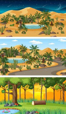 Farklı doğa yatay sahneleri çizimi