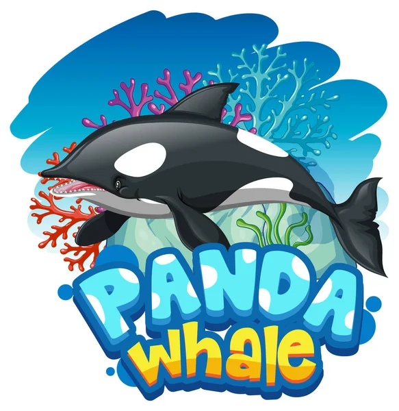 Personaje Dibujos Animados Orca Ballena Asesina Con Banner Fuente Panda — Archivo Imágenes Vectoriales