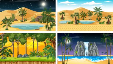 Dört farklı yatay sahne çizimi