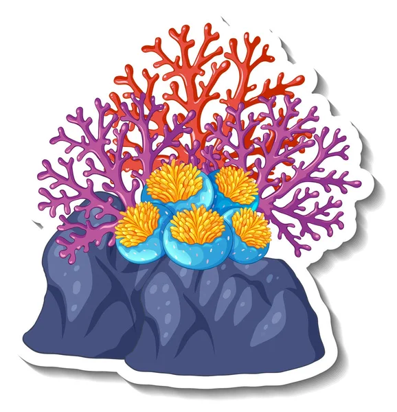 Una Plantilla Pegatina Con Elemento Marino Coral Ilustración Aislada — Vector de stock