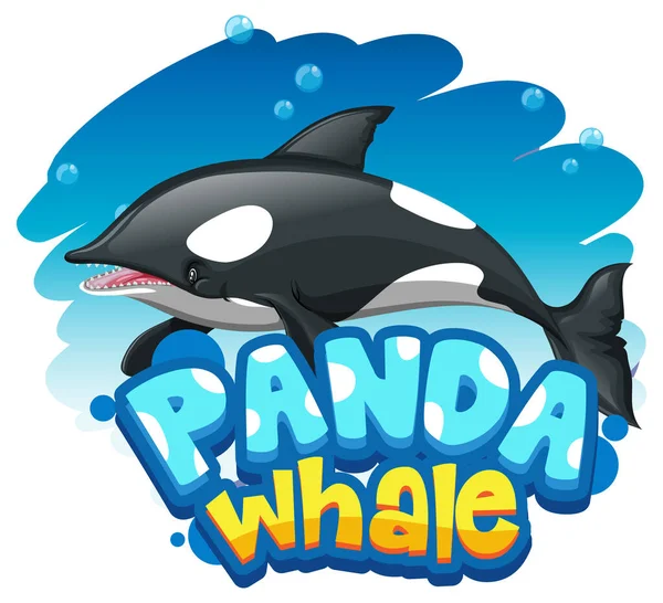 Personaje Dibujos Animados Orca Ballena Asesina Con Banner Fuente Panda — Archivo Imágenes Vectoriales