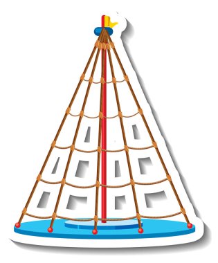 İpe tırmanma ekipmanı illüstrasyonlu bir etiket şablonu