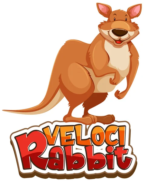 Kangaroo Χαρακτήρα Κινουμένων Σχεδίων Velocirabbit Γραμματοσειρά Banner Απομονωμένη Εικόνα — Διανυσματικό Αρχείο