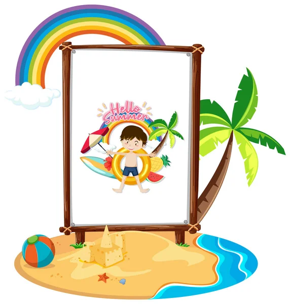Logo Chłopca Sztandarze Plaży Odizolowana Ilustracja — Wektor stockowy
