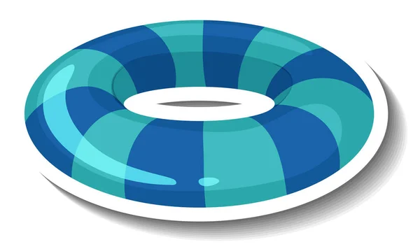 Šablona Samolepky Pruhovanou Modrou Ilustrací Plaveckého Kroužku — Stockový vektor