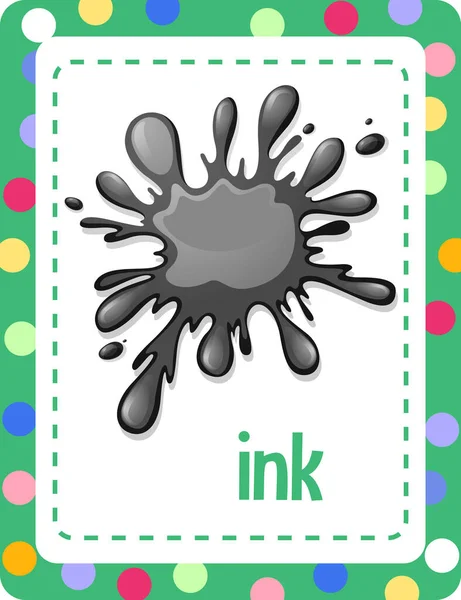 Vokabelkarteikarte Mit Word Ink Illustration — Stockvektor