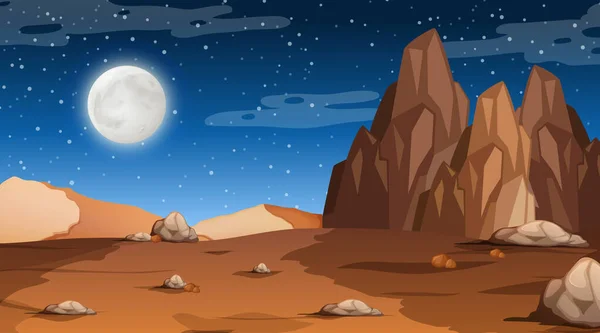 夜景図の砂漠の森の風景 — ストックベクタ