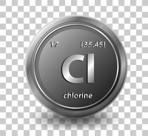 Chloorchemisch Element Chemisch Symbool Met Atoomnummer Atoommassa Illustratie — Stockvector