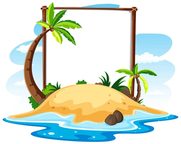 Summer Beach Theme Empty Banner Isolated White Background Illustration — Stock Vector