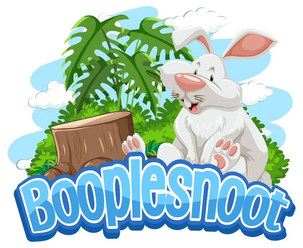White Rabbit Cartoon Character Booplesnoot Font Banner Isolated Illustration — Stock Vector