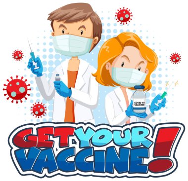 Aşı yazı tipi afişinizi doktor çizgi film karakteri çizimleriyle alın.