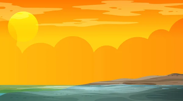 Leere Überflutete Landschaft Bei Sonnenuntergang Szene Illustration — Stockvektor