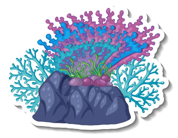 Una Plantilla Pegatina Con Elemento Marino Coral Ilustración Aislada — Vector de stock