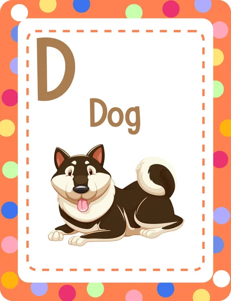 Alphabet Flashcard Letter Dog Illustration — Stock Vector