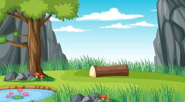 Boş doğa parkı manzarası gündüz olay yeri illüstrasyonunda