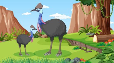 Gündüz vakti ormanda ya da tropikal ormanda yaşayan Cassowaries ailesi