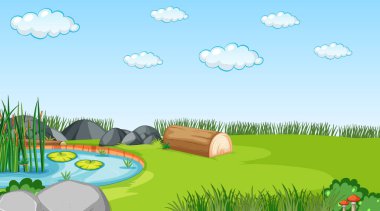 Boş doğa parkı manzarası gündüz vakti gökyüzünde birçok bulutla