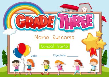 Üçüncü derece diploma veya sertifika şablonu çizimi