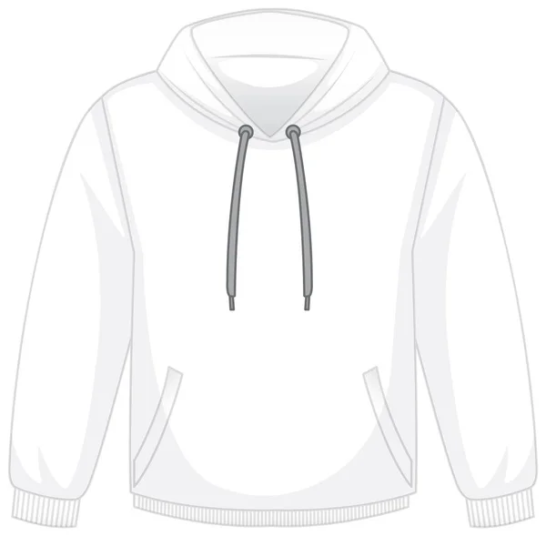 Framsida Grundläggande Vit Hoodie Isolerad Illustration — Stock vektor