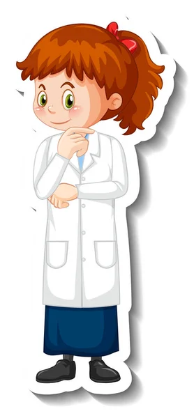 Wissenschaftlerin Mädchen Cartoon Figur Stehender Pose Illustration — Stockvektor