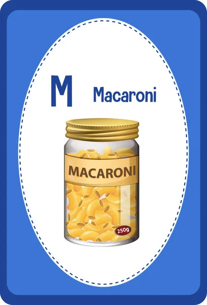 Alphabet Flashcard Γράμμα Για Macaroni Εικονογράφηση — Διανυσματικό Αρχείο
