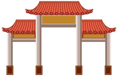 Çin kapısı ya da Paifang beyaz arkaplanda izole edilmiş.