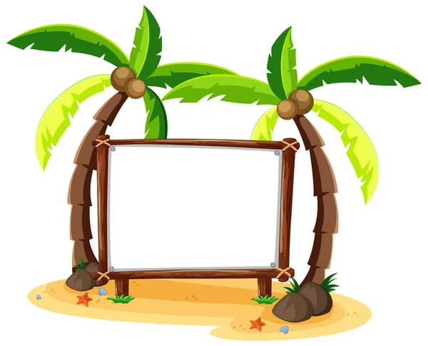 Summer Beach Thema Met Lege Banner Geïsoleerd Witte Achtergrond Illustratie — Stockvector