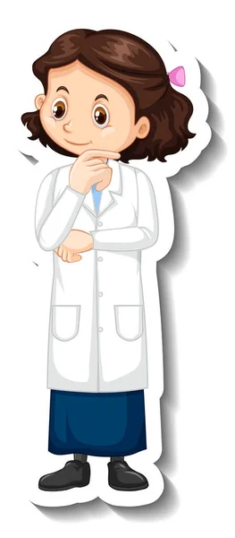 Wissenschaftlerin Mädchen Cartoon Figur Stehender Pose Illustration — Stockvektor