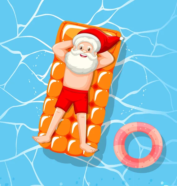 Santa Claus Relaks Basenie Lato Ilustracja — Wektor stockowy