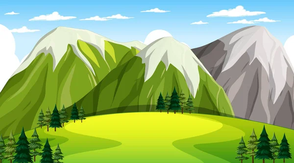 Blank Nature Park Landscape Daytime Scene Mountain Background Illustration — Stock Vector