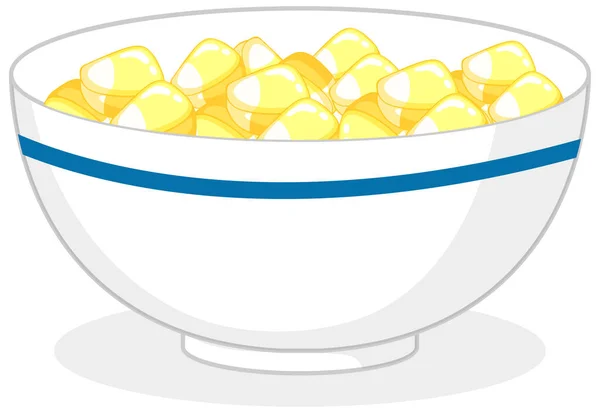 Yellow Candies Gummies Bowl Isolated Illustration — Stock Vector