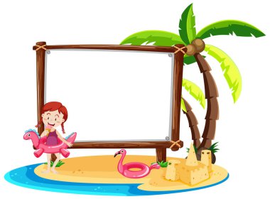 Beyaz arkaplanda izole edilmiş boş afiş içeren yaz plajı teması