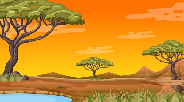 Bosque Africano Paisaje Fondo Ilustración — Vector de stock