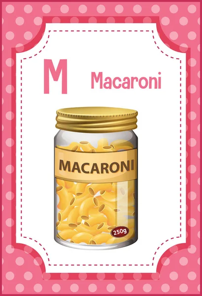 Flashcard Alfabet Dengan Huruf Untuk Ilustrasi Macaroni - Stok Vektor