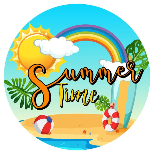 Summer Time Baner Tekstowy Plaży Tle Ilustracji — Wektor stockowy