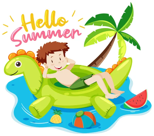 Hola Fuente Verano Con Niño Artículos Playa Ilustración Aislada — Vector de stock