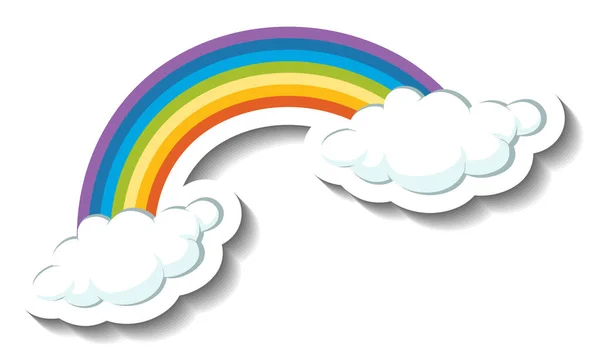 Sticker Template Rainbow Clouds Isolated Illustration — Stock Vector