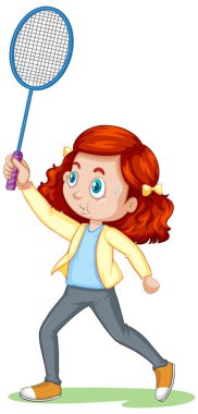 Badminton çizgi film karakteri canlandıran tatlı bir kız.