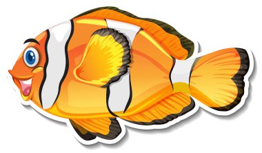 Şirin palyaço balığı çizgi film karakteri çıkartması.