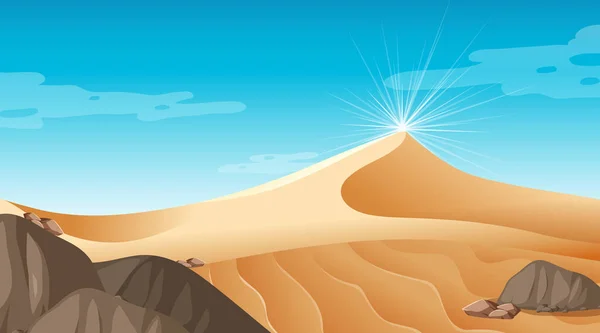 Desert Forest Landscape Daytime Scene Illustration — Stock Vector