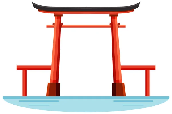 Brama Torii Landmark Przybytku Sinto Japonii Ilustracja — Wektor stockowy