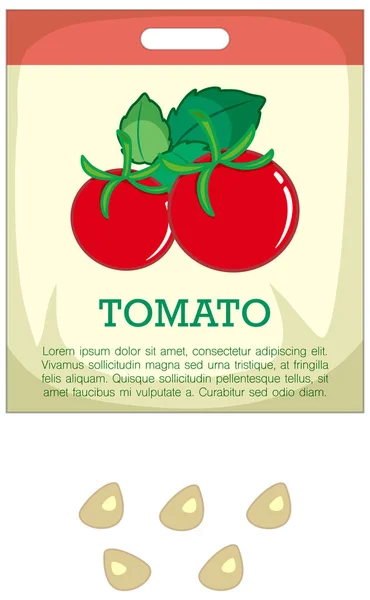 Semillas Tomate Con Ilustración Embalaje — Archivo Imágenes Vectoriales