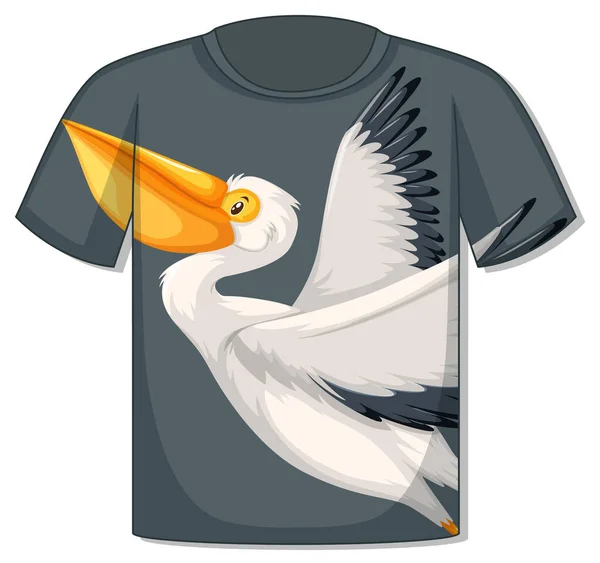 Frente Shirt Com Pelicano Modelo Pássaro Ilustração —  Vetores de Stock