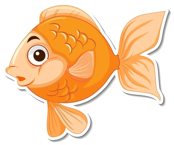 Mignon Poisson Mer Animal Dessin Animé Autocollant Illustration — Image vectorielle