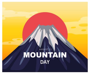 Mountain Day in Japan banner with Mount Fuji background illustration vector Mountain Day in Japan banner with Mount Fuji background illustration vector