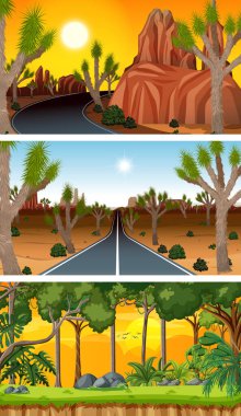 Farklı doğa yatay sahneleri çizimi