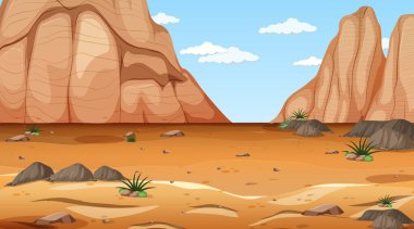 Çöl ormanı manzarası gündüz gösterimi