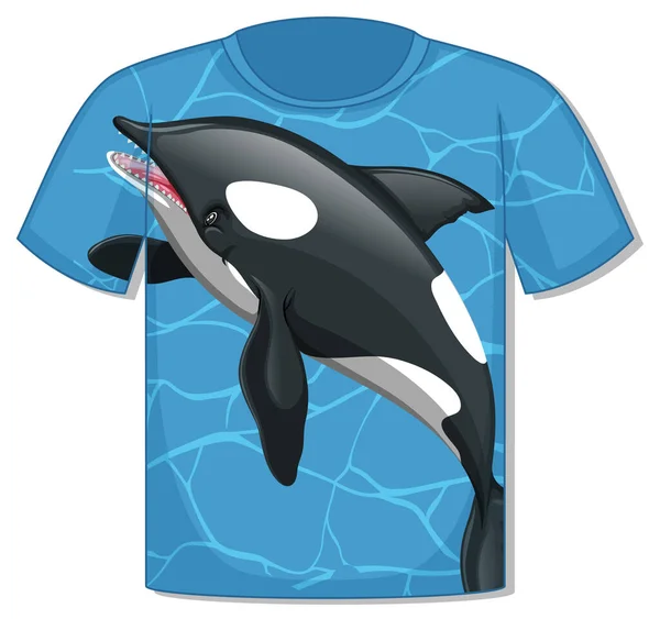 Devant Shirt Avec Illustration Gabarit Orque Baleine — Image vectorielle