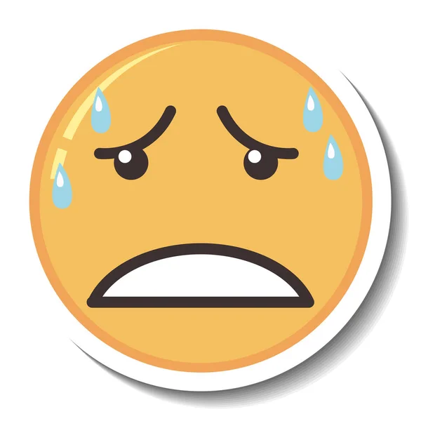 Ένα Πρότυπο Αυτοκόλλητο Κουρασμένο Πρόσωπο Emoji Απομονωμένη Εικόνα — Διανυσματικό Αρχείο